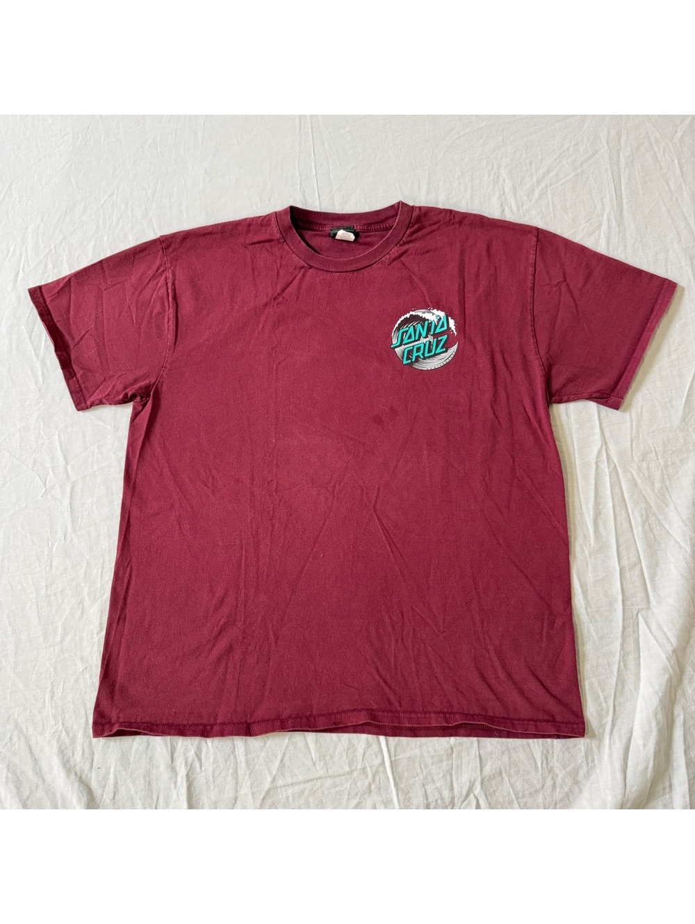 Santa Cruz Men's Burgundy Short Sleeve T-Shirt XL with Logo Print